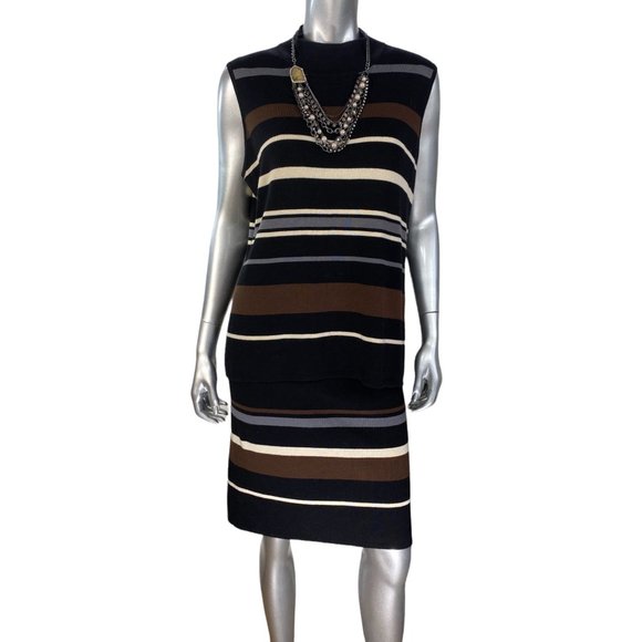 Cato Brown Black Striped Sleeveless Knit Skirt Set XL - Picture 5 of 11